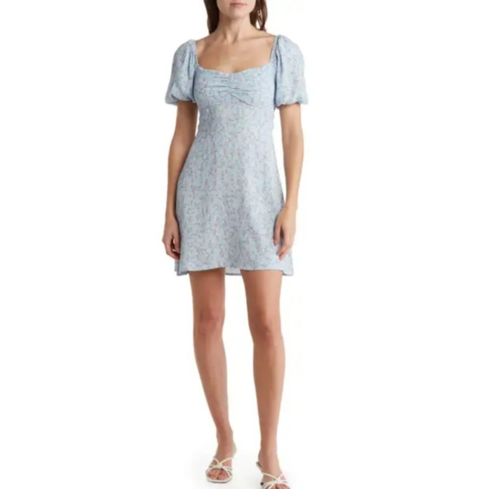 Light blue floral print dress